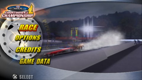 NHRA Drag Racing: Countdown to the Championship title screen for PSP